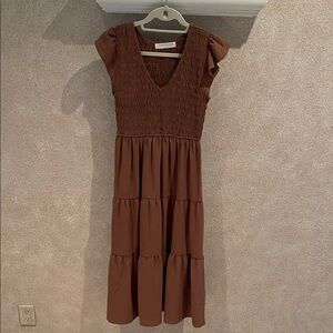 Elegant Brown Sleeveless Dress